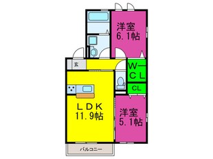 ＪＩＮ/輝　Ｂ棟の物件間取画像